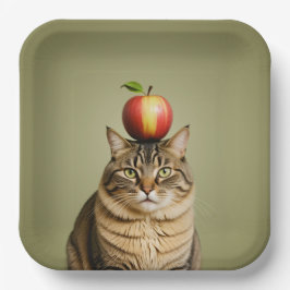 Plato De Papel Apple Cat
