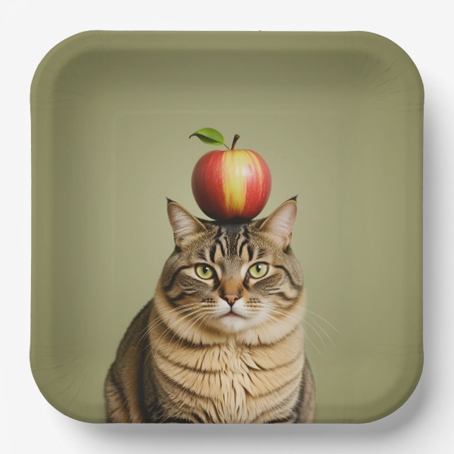 Plato De Papel Apple Cat (Anverso)