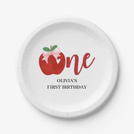 Plato De Papel Apple de nuestro ojo cumpleaños arco rosado