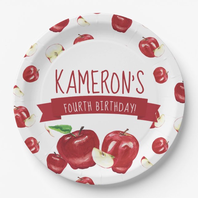 Plato De Papel Apple de nuestro ojo, fiesta de cumpleaños a cualq (Anverso)