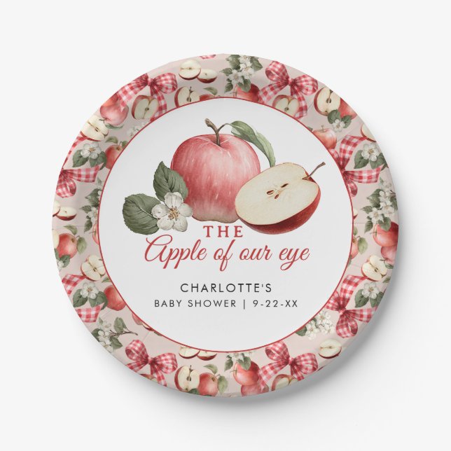 Plato De Papel Apple de nuestros ojos placas de papel Baby Shower (Anverso)