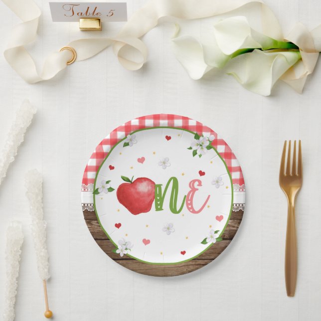 Plato De Papel Apple First Birday Plate (Boda)