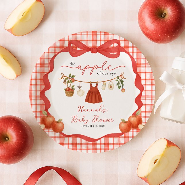 Plato De Papel Apple of Our Eye Girl Clothesline Baby Shower (Subido por el creador)