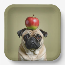 Plato De Papel Apple Pug