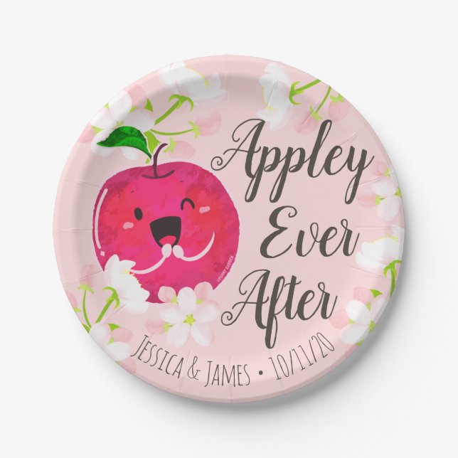 Plato De Papel Appley siempre después - Apple Pun (Anverso)