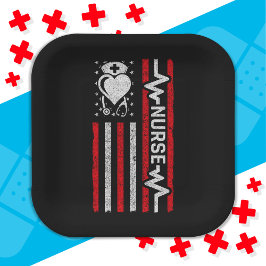 Plato De Papel Apreciación de enfermera Hero Heart Life Bandera A