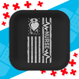 Plato De Papel Apreciación de enfermera Hero Heart Life Bandera A