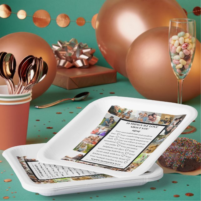 Plato De Papel aprecio de mamá | Día de la Madre 22 Collage de fo (Multi)