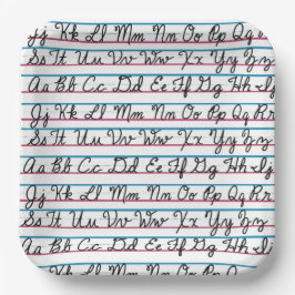 Plato De Papel Aprendiendo escritura cursiva manuscrita de vuelta