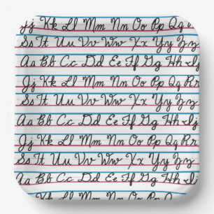 Plato De Papel Aprendiendo escritura cursiva manuscrita de vuelta