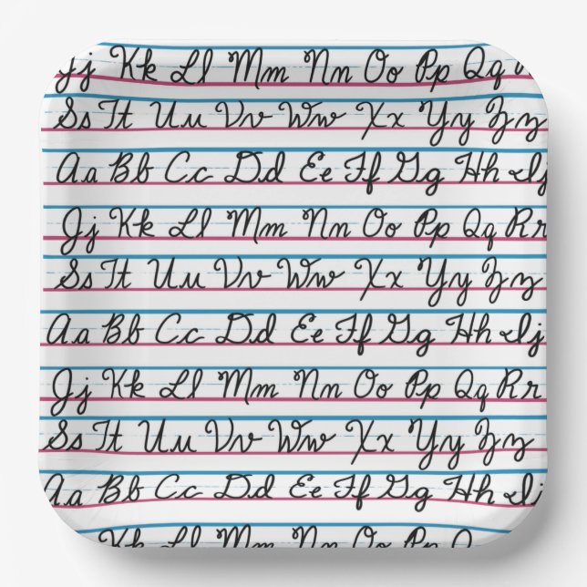 Plato De Papel Aprendiendo escritura cursiva manuscrita de vuelta (Anverso)