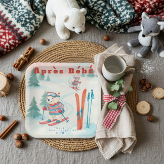Plato De Papel Après Bébé baby ski Polar bear Fox woodland