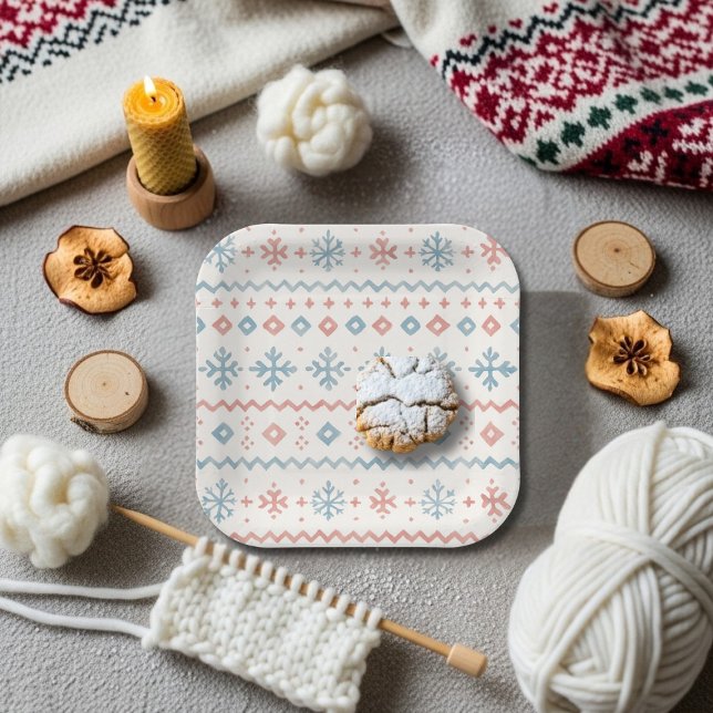 Plato De Papel Après Bébé Fair Isle Pattern Ski Club  (Après Bébé Fair Isle Pattern Ski Club Paper Plates)