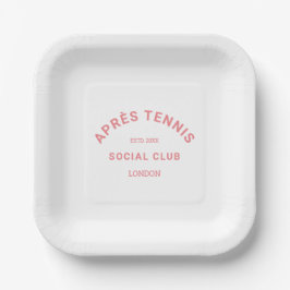 Plato De Papel Après Tennis Social Club Crest Personalizado Rosa