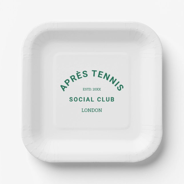 Plato De Papel Après Tennis Social Club Green Custom Crest (Anverso)
