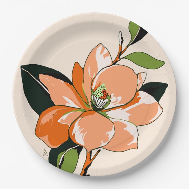 Plato De Papel Apricot Azalea en Cream (Anverso)