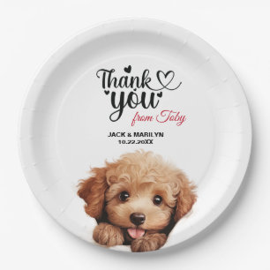 Plato De Papel Apricot Poodle Boda Gracias