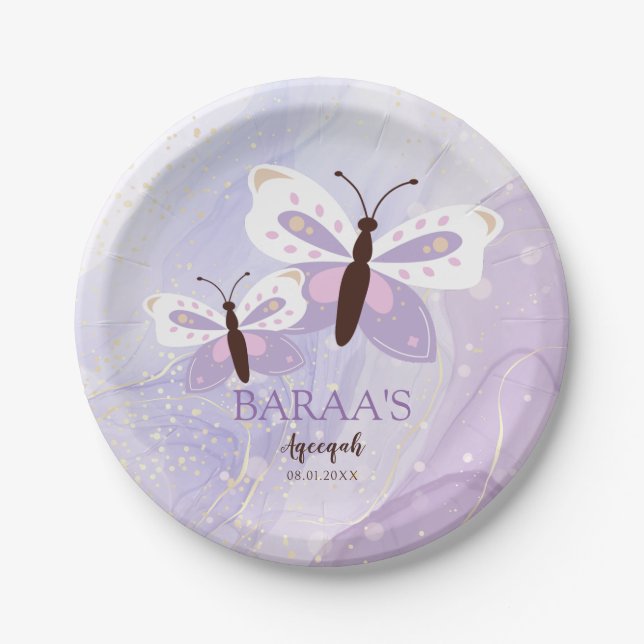 Plato De Papel Aqeeqah Islamic Baby Girl Paper Plate (Anverso)