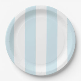Plato De Papel Aqua Blue Cabana Stripes Cumpleaños