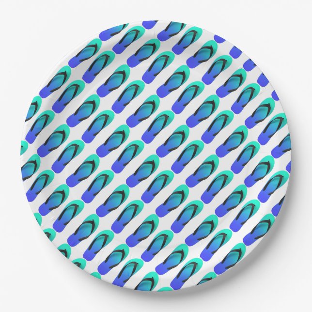 Plato De Papel Aqua Blue Flip Flops (Anverso)