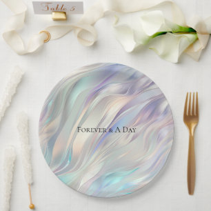 Plato De Papel Aqua Blue Purple Pearl White Boda