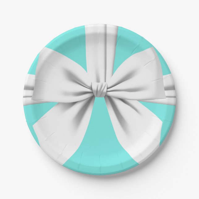 Plato De Papel Aqua Elegant Fancy Tiffany Birthday Tableware (Anverso)