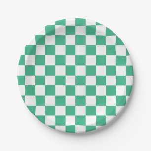 Plato De Papel Aqua Green y White de verificación