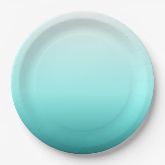 Plato De Papel Aqua Teal Ombre Gradient