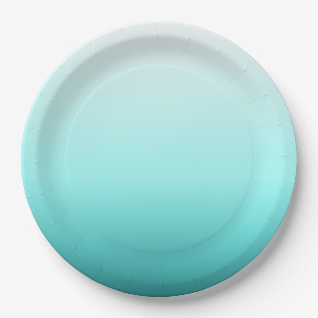 Plato De Papel Aqua Teal Ombre Gradient (Anverso)