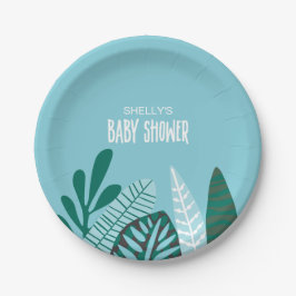 Plato De Papel Aqua Tropical Baby Shower