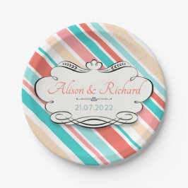 Plato De Papel Aqua y Coral