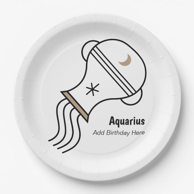 Plato De Papel Aquarius, la fiesta personalizada para el portador (Anverso)