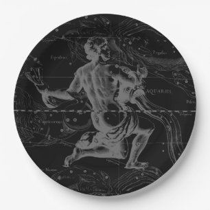Plato De Papel Aquarius Zodiac Constellation Engraving Hevelius
