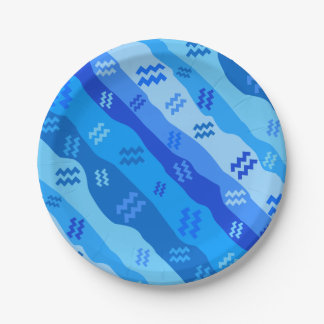 Plato De Papel Aquarius Zodiac Stripes