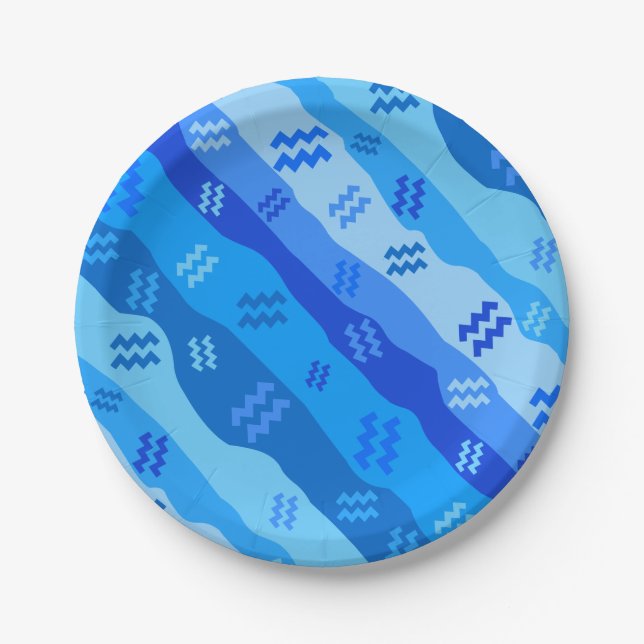 Plato De Papel Aquarius Zodiac Stripes (Anverso)