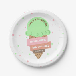 Plato De Papel Aquí Está La Cucharada Cumpleaños Dulce Helado De 
