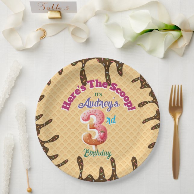 Plato De Papel Aquí está la invitación a Scoop Waffle Cone (Boda)