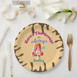 Plato De Papel Aquí está la invitación de cono de waffle Scoop