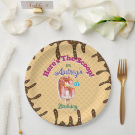 Plato De Papel Aquí está la invitación de cono de waffle Scoop