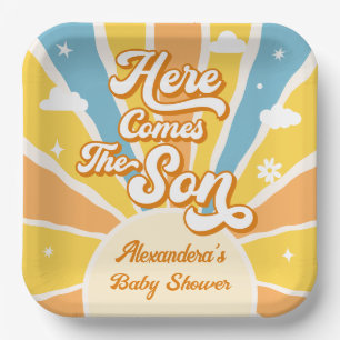 Plato De Papel Aquí viene el Baby Shower de Sun