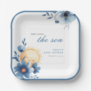 Plato De Papel Aquí viene el Baby Shower del hijo