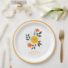 Plato De Papel Aquí viene el Baby Shower del hijo