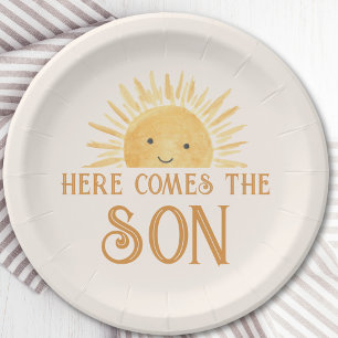 Plato De Papel Aquí Viene El Baby Shower Del Hijo