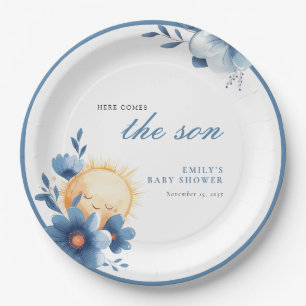 Plato De Papel Aquí viene el Baby Shower del hijo