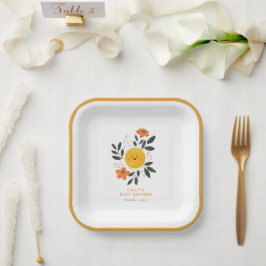 Plato De Papel Aquí viene el Baby Shower del hijo