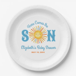 Plato De Papel Aquí viene el Baby Shower Son Sunshine