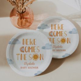 Plato De Papel Aquí viene el Baby Shower Son Sunshine
