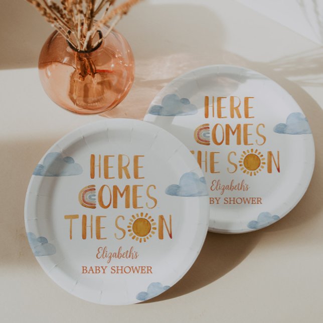 Plato De Papel Aquí viene el Baby Shower Son Sunshine (Subido por el creador)