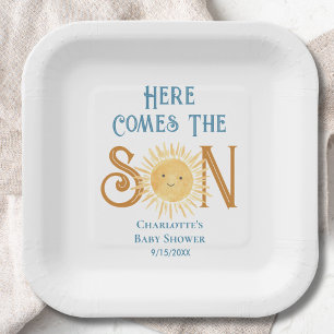 Plato De Papel Aquí viene el Baby Shower Son Sunshine