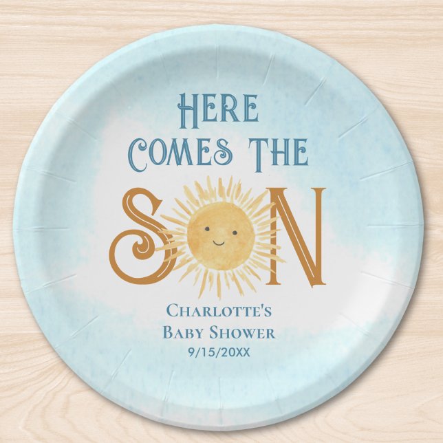 Plato De Papel Aquí viene el Baby Shower Son Sunshine (Subido por el creador)